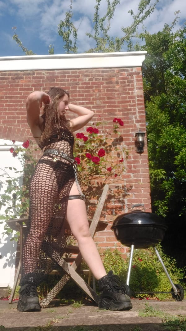Black Maxi Fishnet Split Dress - Image 2